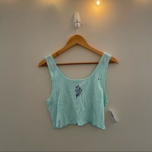 American Eagle Cropped Ruffled Tank Top
